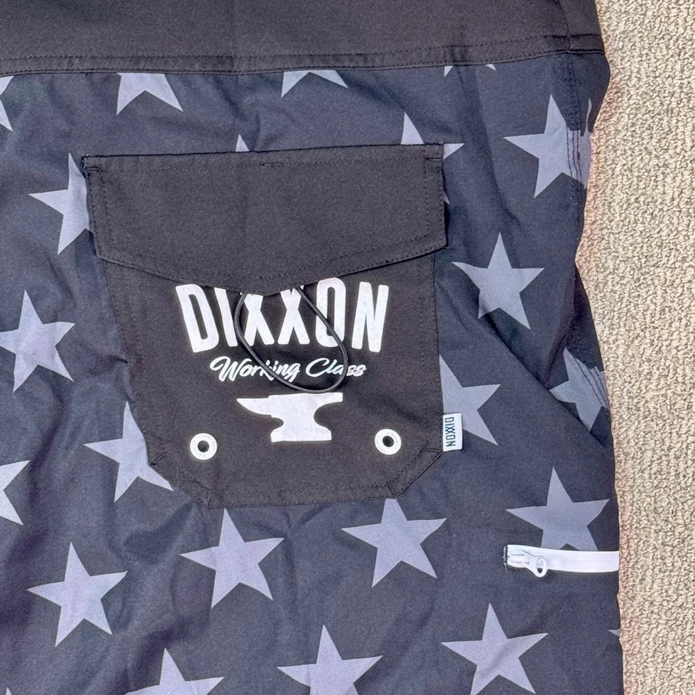 Dixxon Live‎ Free Board Shorts Men's 46 USA Flag Graphic Swim Black Gray